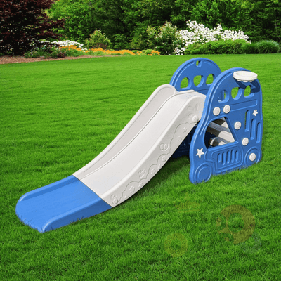 Kids' and Toddlers' Car Edition Interactive Indoor / Outdoor Playset W/ Slide, Closed Steps & Basketball Hoop.