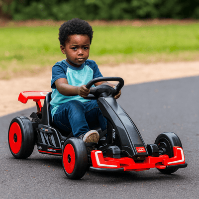 24V Red Newest Upgraded Audi Drifting Go Kart W/ 180° Drift, Bluetooth Music & Lights.