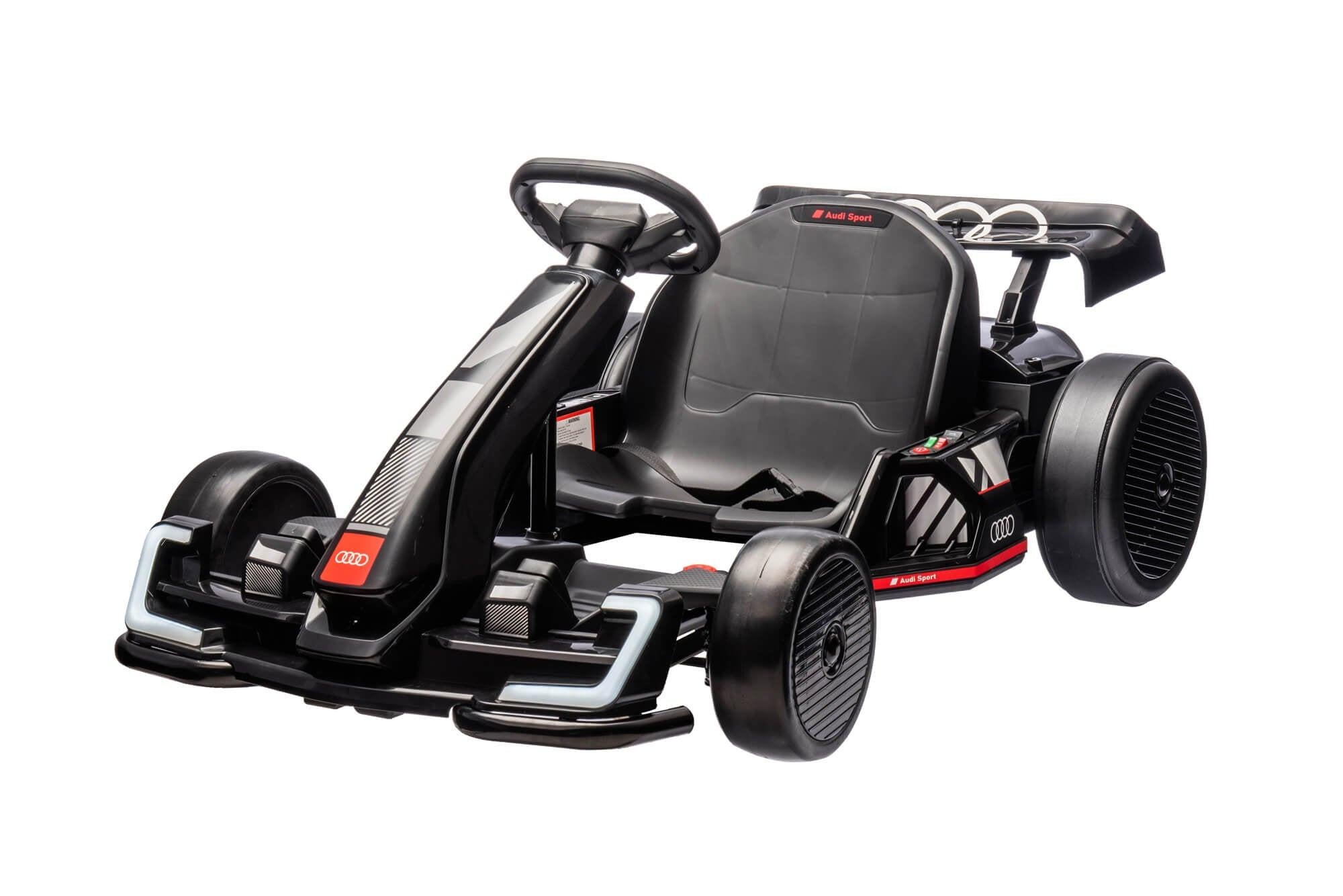 24V Black Newest Upgraded Audi Drifting Go Kart W/ 180° Drift, Bluetooth Music & Lights.