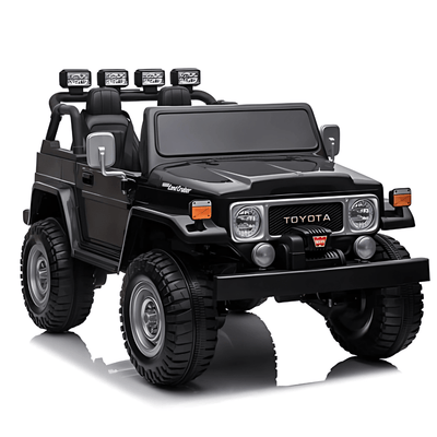 24V Black 2-Seater Premium Edition Toyota 4x4 Truck for Kids W/ EVA Rubber Wheels, Music & RC.