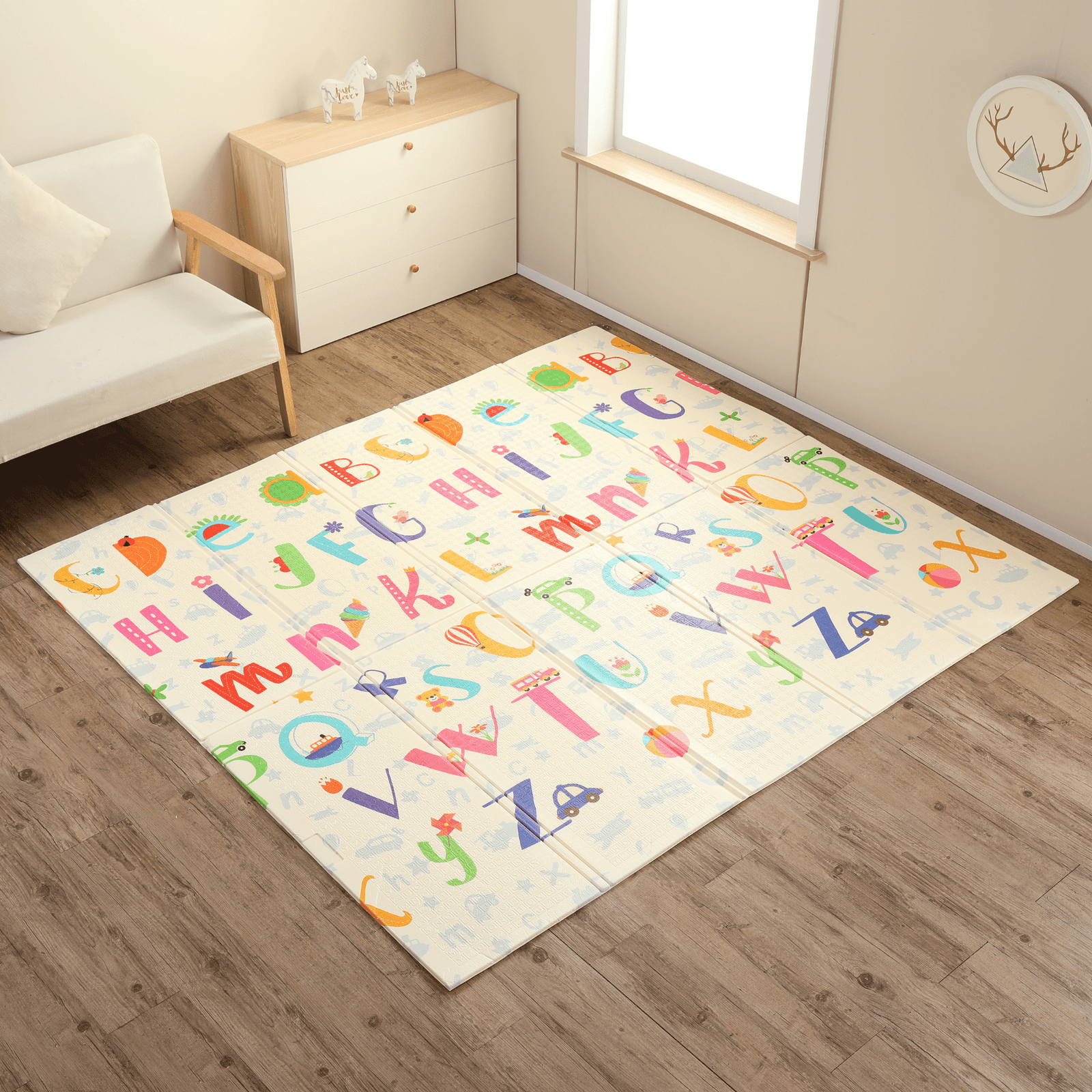 Luxury Indoor/ Outdoor Double Sided Foldable Waterproof Foam Play Mat - ABC Edition - 200x180x1cm