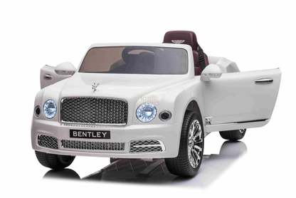12V White Luxury Bentley Mulsanne Kids' Ride-on Car W/ EVA Rubber Wheels, Music & RC.