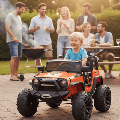 Orange 24V EVA Big Wheels Edition Kids’ Ride-On Truck W/ Rubber Wheels, Music & RC.
