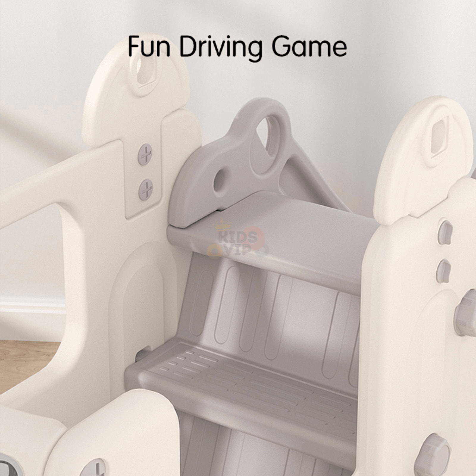 Kids' and Toddlers' Bus Edition Interactive Indoor / Outdoor Playhouse Playset W/ Slide, Closed Steps & Basketball Hoop.