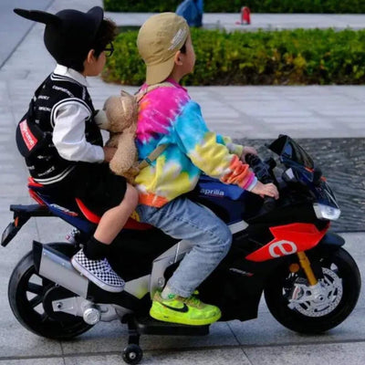 24V Upgraded Aprilia RSV4 Super Motorcycle W/ EVA Rubber Wheels, Music & Lights.
