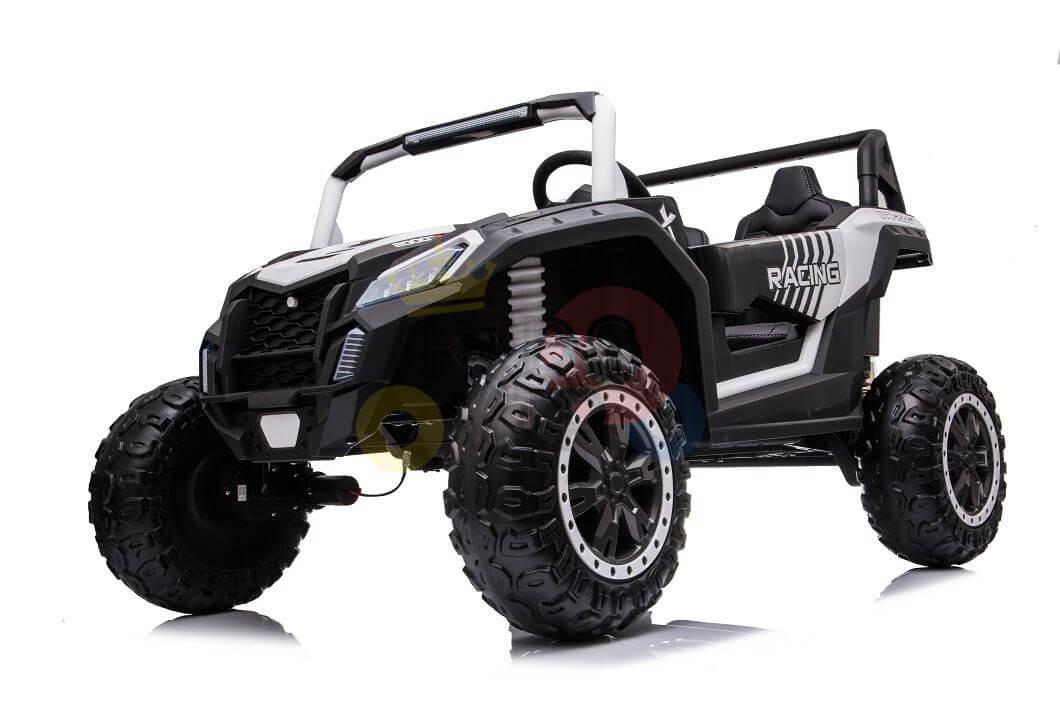 White 2-Seater XXL Edition Blade BT 24V/4WD Kids' Exclusive Buggy/UTV With Rubber Wheels, Leather Seats, Music & RC.