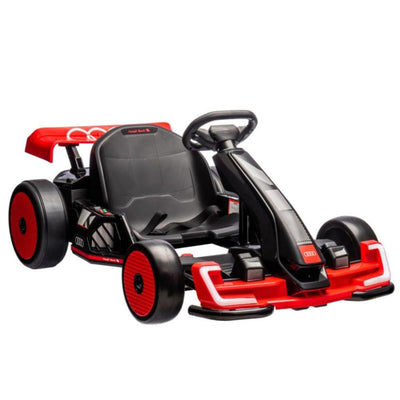 24V Red Newest Upgraded Audi Drifting Go Kart W/ 180° Drift, Bluetooth Music & Lights.