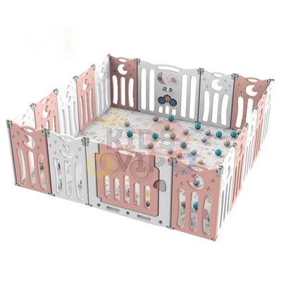Pink 20 Panels Indoor/Outdoor Foldable Playpen, Fence, Interactive Safety Play Yard  for Toddlers and Infants.