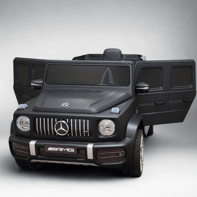 12V Luxury Matte Black Edition Mercedes Benz AMG G63 Ride-On SUV W/ Rubber Wheels, Leather Seat, Bluetooth & RC.