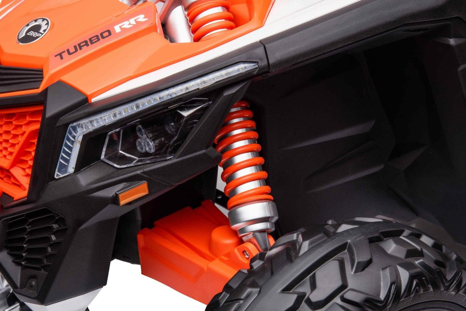 Orange Licensed LX Performance Edition 2x24V Can-Am Maverick 4WD Double 24V Battery Pack, 2-Seater Kids' Buggy W/ Music, EVA Rubber Wheels, Leather Seats & RC.