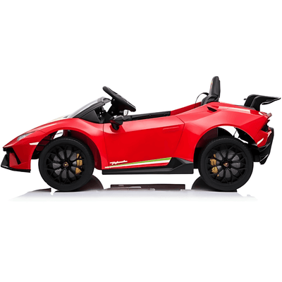 12V Red Lamborghini Huracan Licensed Sport Edition 4X4 Ride-On Car W/ Rubber Wheels, Bluetooth & RC.