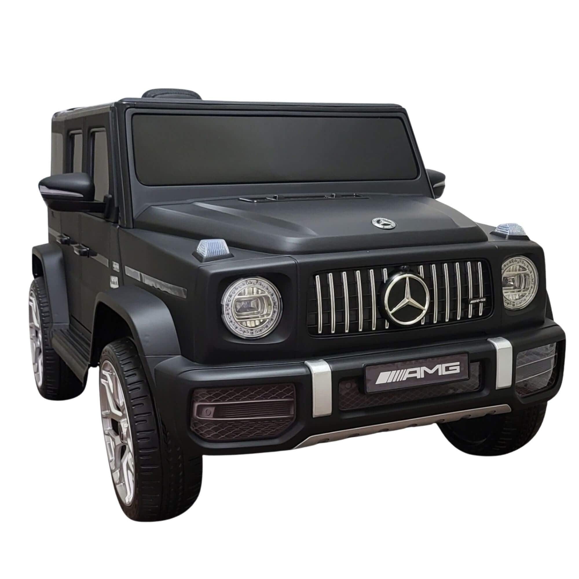 12V Luxury Matte Black Edition Mercedes Benz AMG G63 Ride-On SUV W/ Rubber Wheels, Leather Seat, Bluetooth & RC.