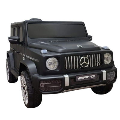 12V Luxury Matte Black Edition Mercedes Benz AMG G63 Ride-On SUV W/ Rubber Wheels, Leather Seat, Bluetooth & RC.