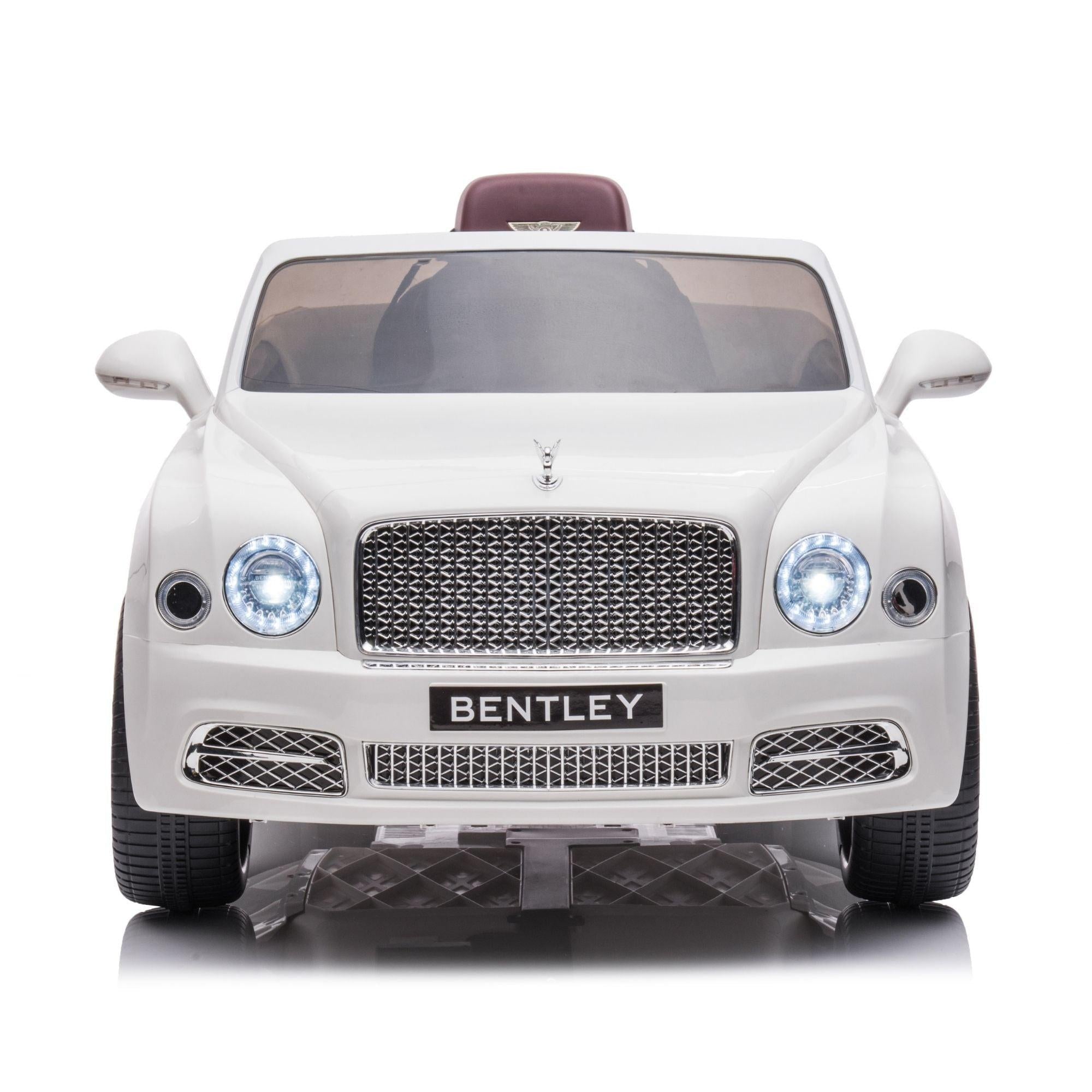 12V White Luxury Bentley Mulsanne Kids' Ride-on Car W/ EVA Rubber Wheels, Music & RC.