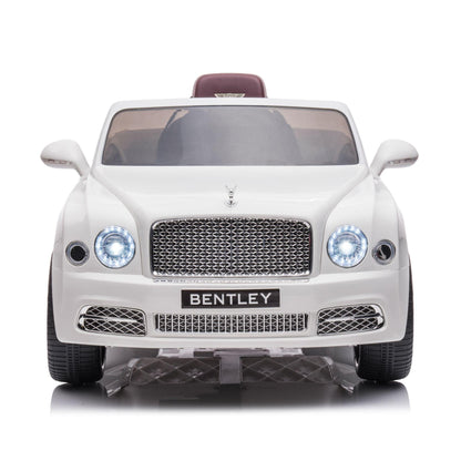12V White Luxury Bentley Mulsanne Kids' Ride-on Car W/ EVA Rubber Wheels, Music & RC.