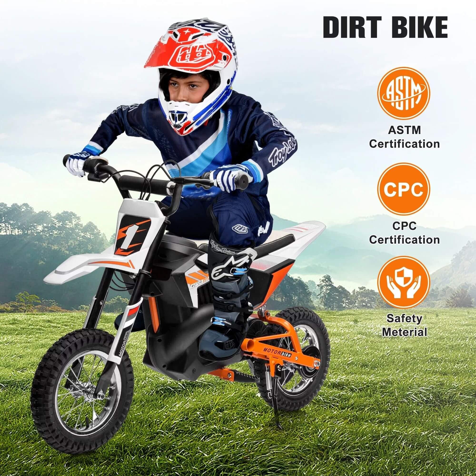 24V 250W Super Moto Off-Road Edition Ride-On Dirt Bike for Big Kids W/ Air-Filled Rubber Tires.