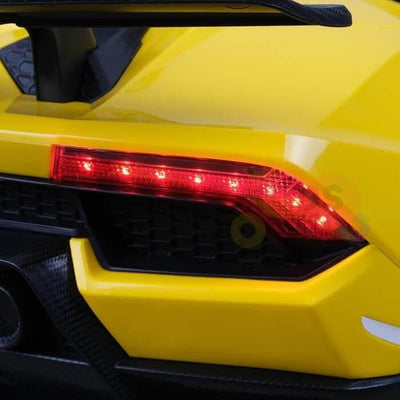 12V Yellow Lamborghini Huracan Licensed Sport Edition 4X4 Ride-On Car W/ Rubber Wheels, Bluetooth & RC.