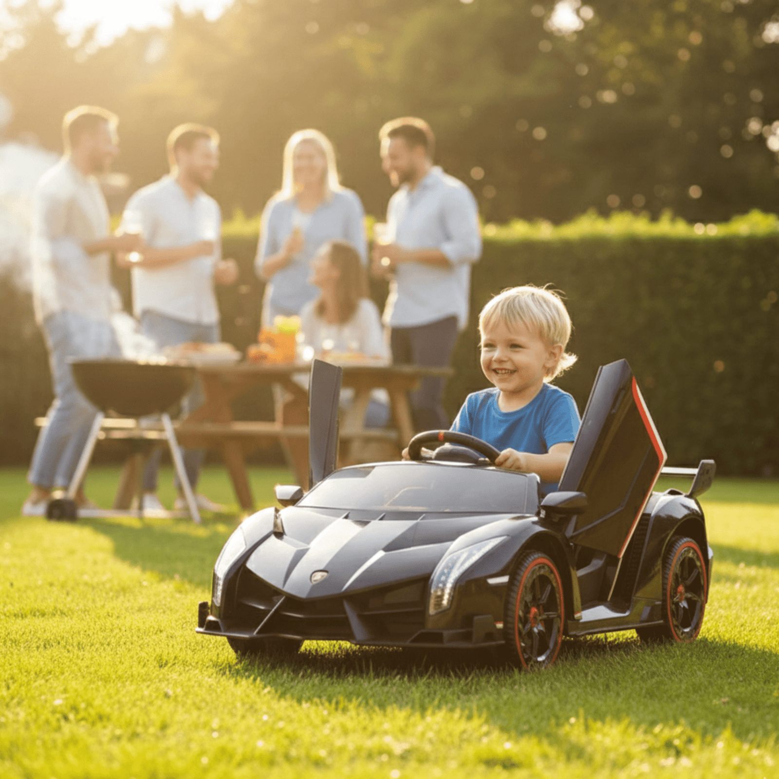 12V Black Lamborghini Veneno 4X4 Limited Edition Ride-on Car W/ EVA Rubber Wheels, Bluetooth & RC.