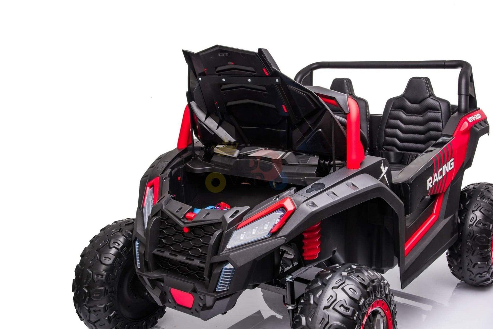Red 2-Seater XXL Edition Blade BT 24V/4WD Kids' Exclusive Buggy/UTV With Rubber Wheels, Leather Seats, Music & RC