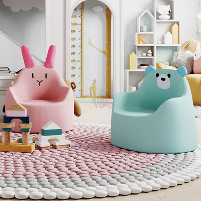 Kids' and Toddlers' Single Seat Cozy Bunny Edition Play Sofa Chair - Pink.
