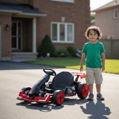 24V Red Newest Upgraded Audi Drifting Go Kart W/ 180° Drift, Bluetooth Music & Lights.