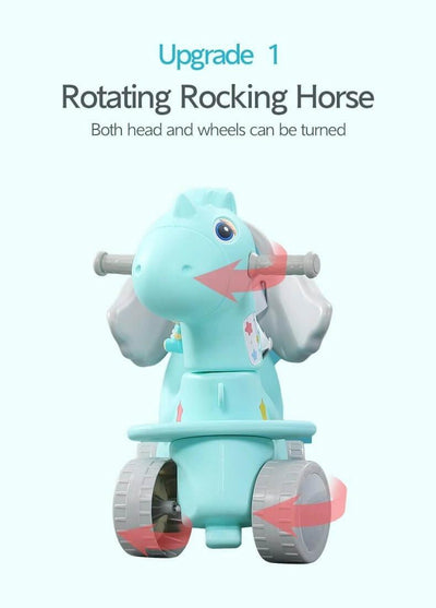 Kids' & Toddlers' 3-in-1 Foot to Floor Ride-on Rocking Riding Toy W/ Handle, Music & Basketball Hoop.
