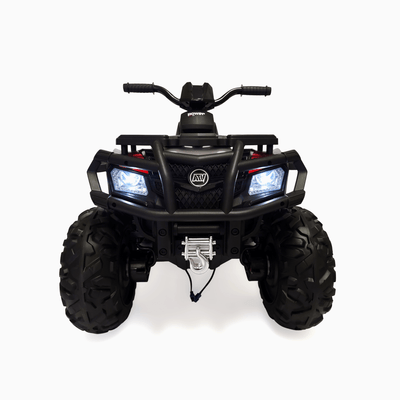 24V White Upgraded Titan Edition 4x4 Ride-On Quad ATV W/ EVA Rubber Wheels, Bluetooth Music & Lights.