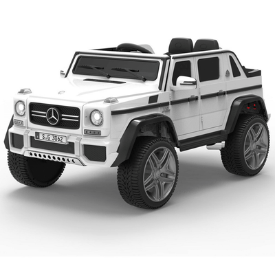 12V White Luxury Mercedes Maybach G650s Kids' 4x4 Ride-on SUV W/ Rubber Wheels, Music & RC.