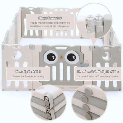 Grey 20 Panels Indoor/Outdoor Foldable Playpen, Fence, Interactive Safety Play Yard  for Toddlers and Infants.