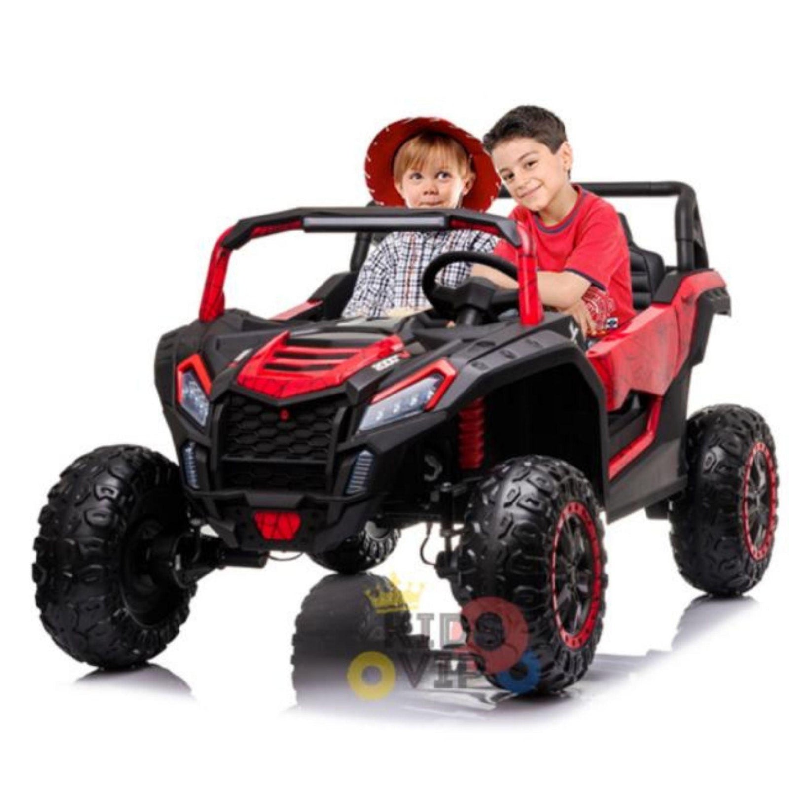 Red 2-Seater XXL Edition Blade BT 24V/4WD Kids' Exclusive Buggy/UTV With Rubber Wheels, Leather Seats, Music & RC
