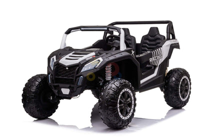 White 2-Seater XXL Edition Blade BT 24V/4WD Kids' Exclusive Buggy/UTV With Rubber Wheels, Leather Seats, Music & RC.