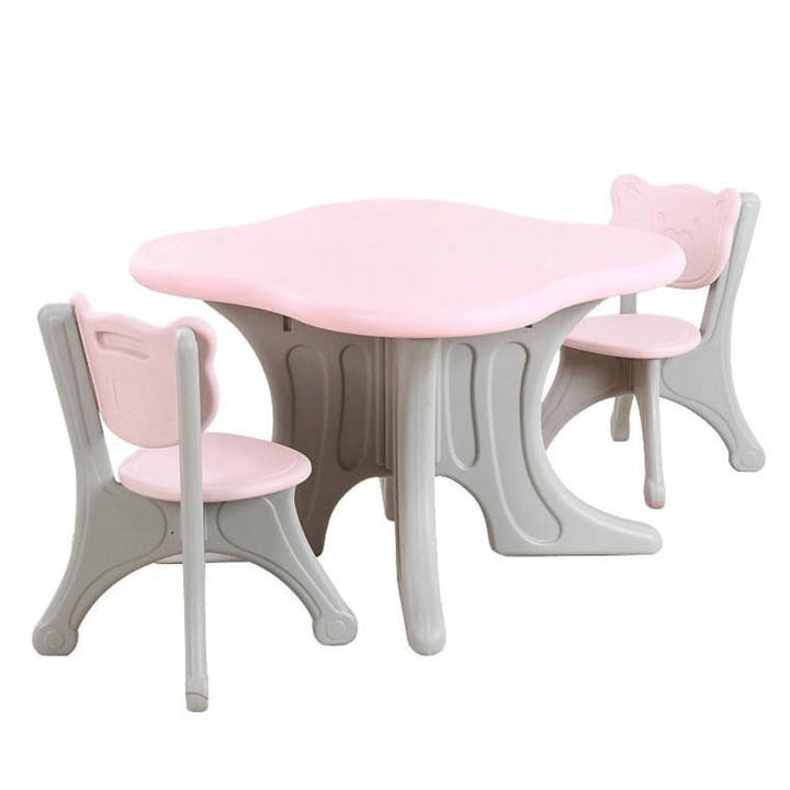 Kids & Toddlers Bear Edition Table & Chair Set W/ 2 Chairs and Storage Baskets.
