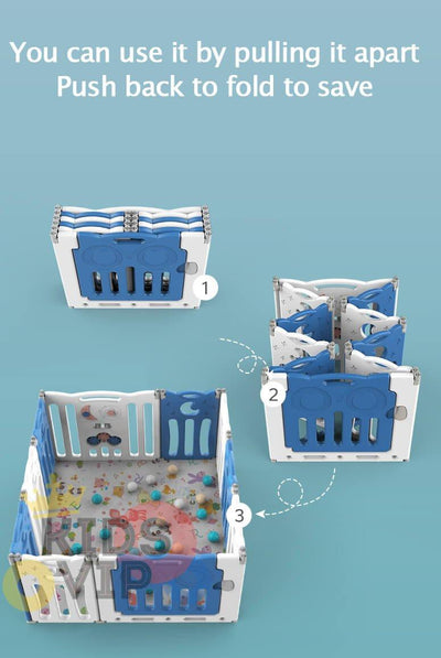 Blue 20 Panels Indoor/Outdoor Foldable Playpen, Fence, Interactive Safety Play Yard  for Toddlers and Infants.