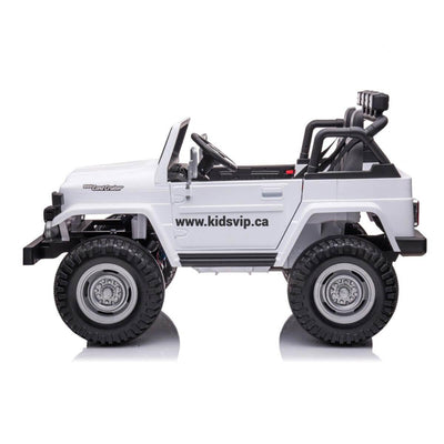 24V White 2-Seater Premium Edition Toyota 4x4 Truck for Kids W/ EVA Rubber Wheels, Music & RC.