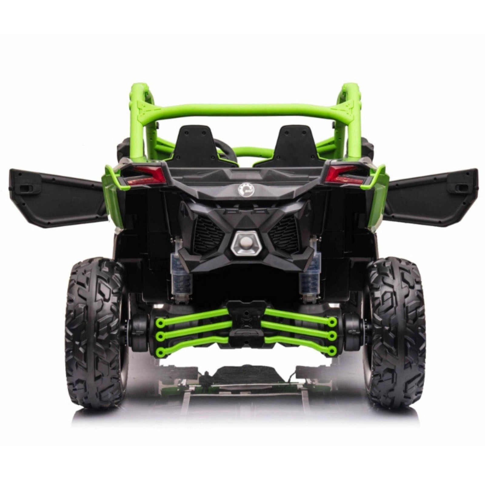Green Licensed LX Performance Edition 2x24V Can-Am Maverick 4WD Double 24V Battery Pack, 2-Seater Kids' Buggy W/ Music, EVA Rubber Wheels, Leather Seats & RC.