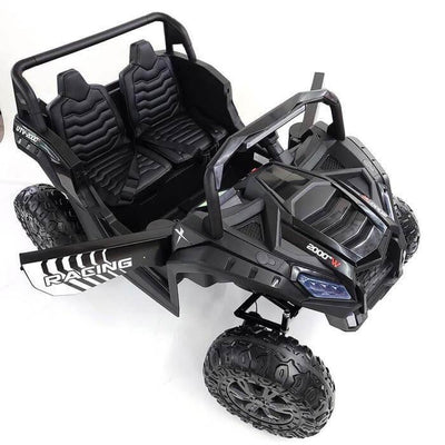 Black 2-Seater XXL Edition Blade BT 24V/4WD Kids' Exclusive Buggy/UTV With Rubber Wheels, Leather Seats, Music & RC.