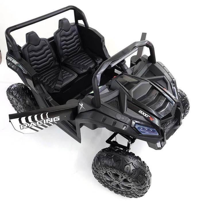 Black 2-Seater XXL Edition Blade BT 24V/4WD Kids' Exclusive Buggy/UTV With Rubber Wheels, Leather Seats, Music & RC.
