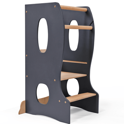 Stable Montessori Tower: Wooden Growing Chair - Grey.