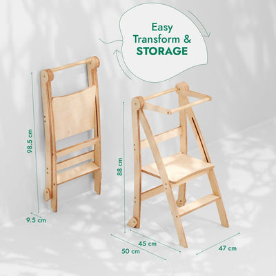 Toddler Tower: Foldable Step Stool for Toddlers - Gray.