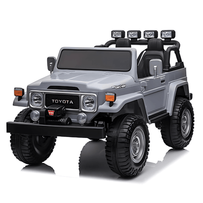 24V Grey 2-Seater Premium Edition Toyota 4x4 Truck for Kids W/ EVA Rubber Wheels, Music & RC.