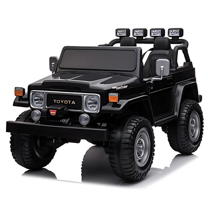 24V Black 2-Seater Premium Edition Toyota 4x4 Truck for Kids W/ EVA Rubber Wheels, Music & RC