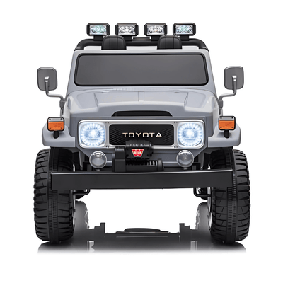 24V Grey 2-Seater Premium Edition Toyota 4x4 Truck for Kids W/ EVA Rubber Wheels, Music & RC.