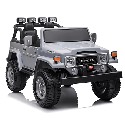 24V Grey 2-Seater Premium Edition Toyota 4x4 Truck for Kids W/ EVA Rubber Wheels, Music & RC.