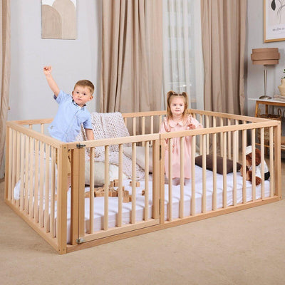 Twin Size Bed Frame for Toddlers with Fence.