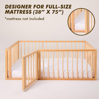 Twin Size Bed Frame for Toddlers with Fence.