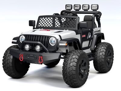 White 24V TrailMax Edition XXL 2-Seater 24V 4X4/AWD Kids Ride on Truck W/ EVA Rubber Wheels, BT & RC.