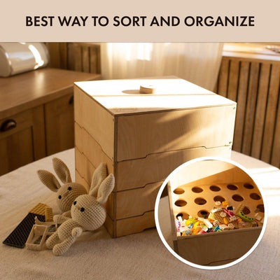 Wooden storage/sorter for constructor.