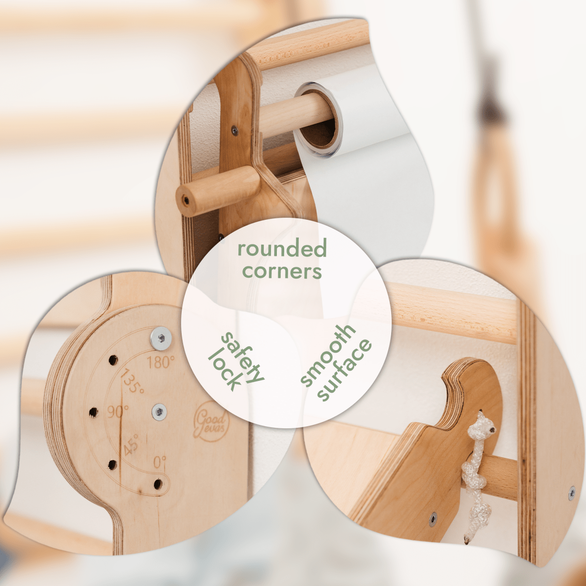 Wooden Swedish Wall / Climbing ladder for Children + Swing Set + Slide Board + Art Add-on.