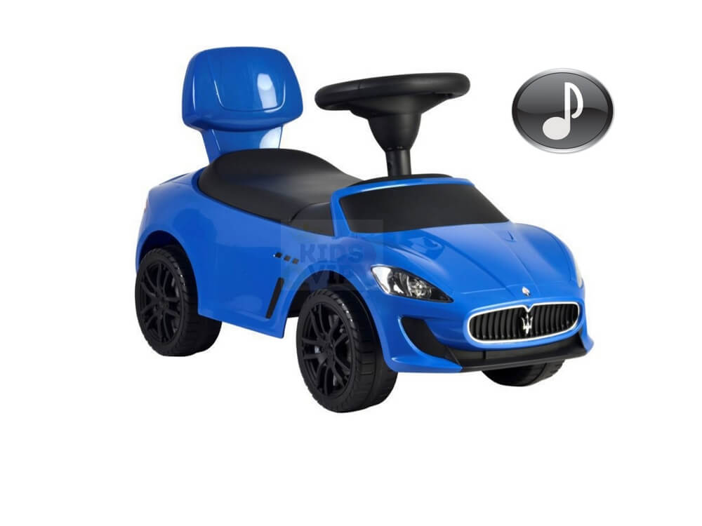 Officially Licensed Maserati Gran Cabrio Push Car for Toddlers, Musical Steering Wheel, Folding Backrest – Blue