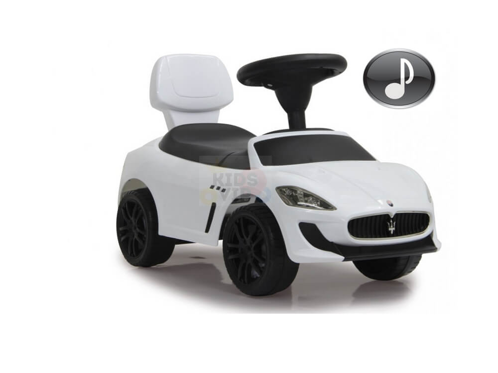 Maserati Gran Cabrio Push Car for Toddlers With Musical Steering Wheel & Folding Backrest | White